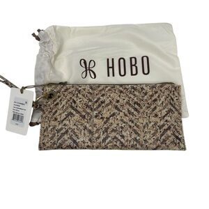 Hobo Vida Wristlet clutch in Neutral Mosaic print genuine leather.